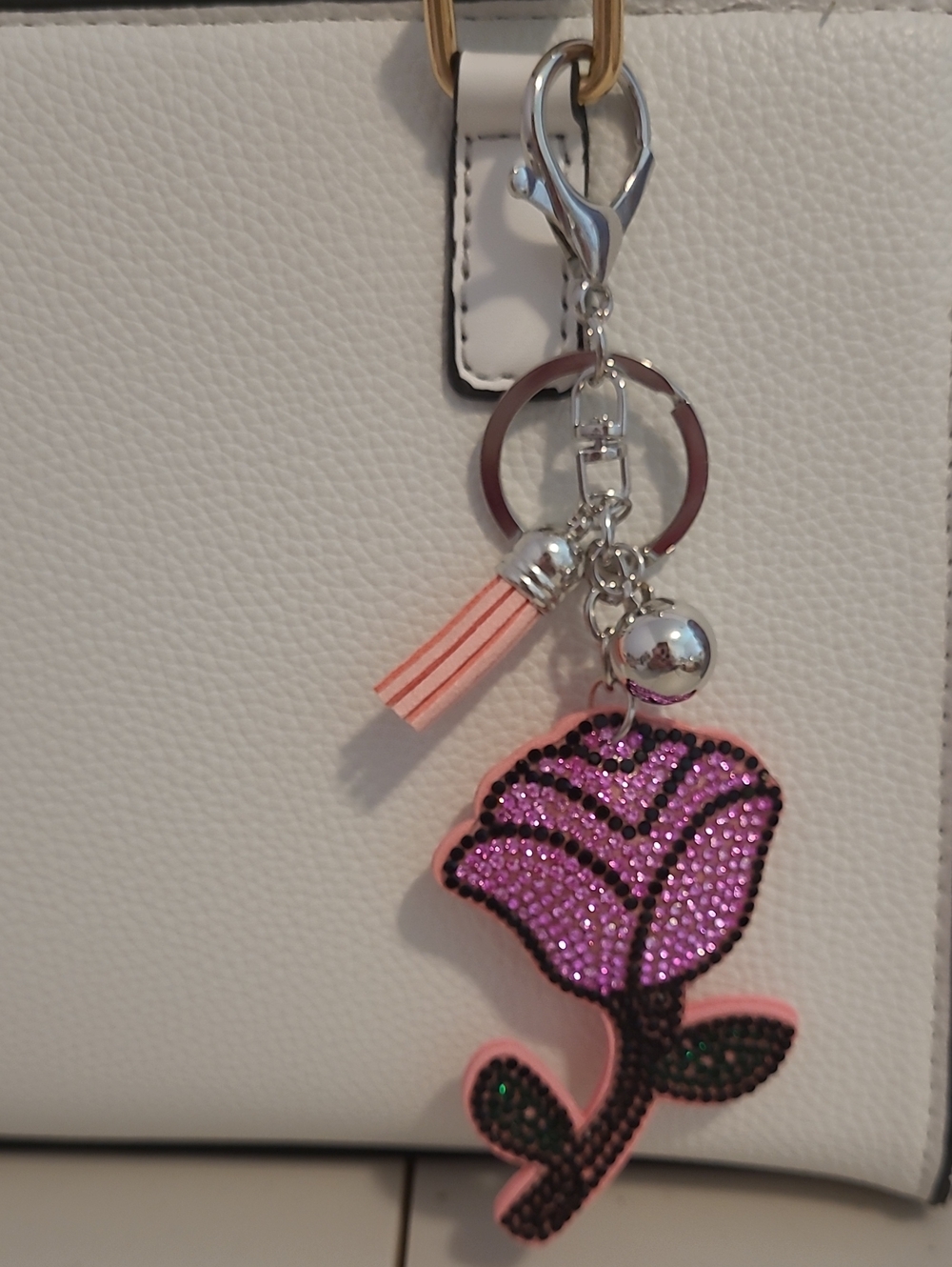 Pink Rose Keychain